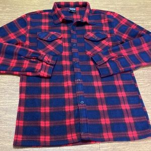 Vintage Original Deluxe Size M Red Blue Plaid Super Soft Flannel Shirt